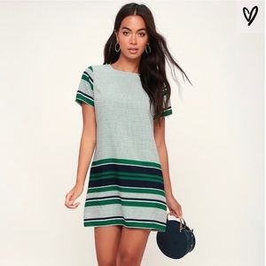 Nikolai Green Print Short Sleeve Shift Dress